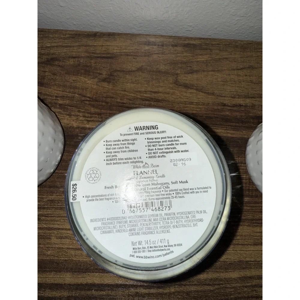 NEW Bath & Body Works Flannel 3 Three Wick Scented Candle Glass Jar‎ 14.5oz BBW